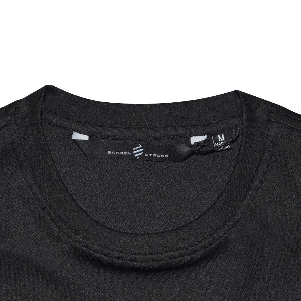Barber Strong The Barber Tech Tee, Mens Black, Hair Repellent, Ultra Lightweight T-Shirt with Breathable Vented Side Panels, Mo